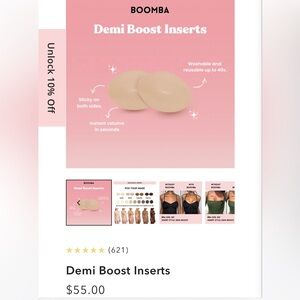 NIB BOOMBA Demi Boost Inserts - Beige, Size A